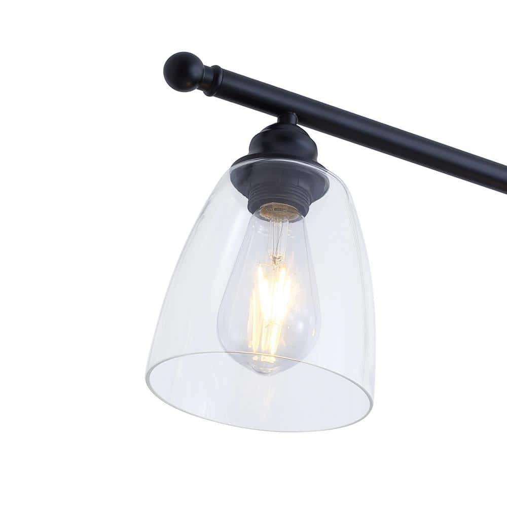 Farmhouse 3-Light Black Metal and Clear Glass Tiered Kitchen Island Pendant