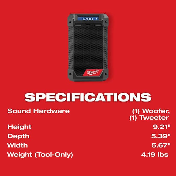 Milwaukee - M12 12-Volt Lithium-Ion Cordless Bluetooth/AM/FM Jobsite Radio with Charger