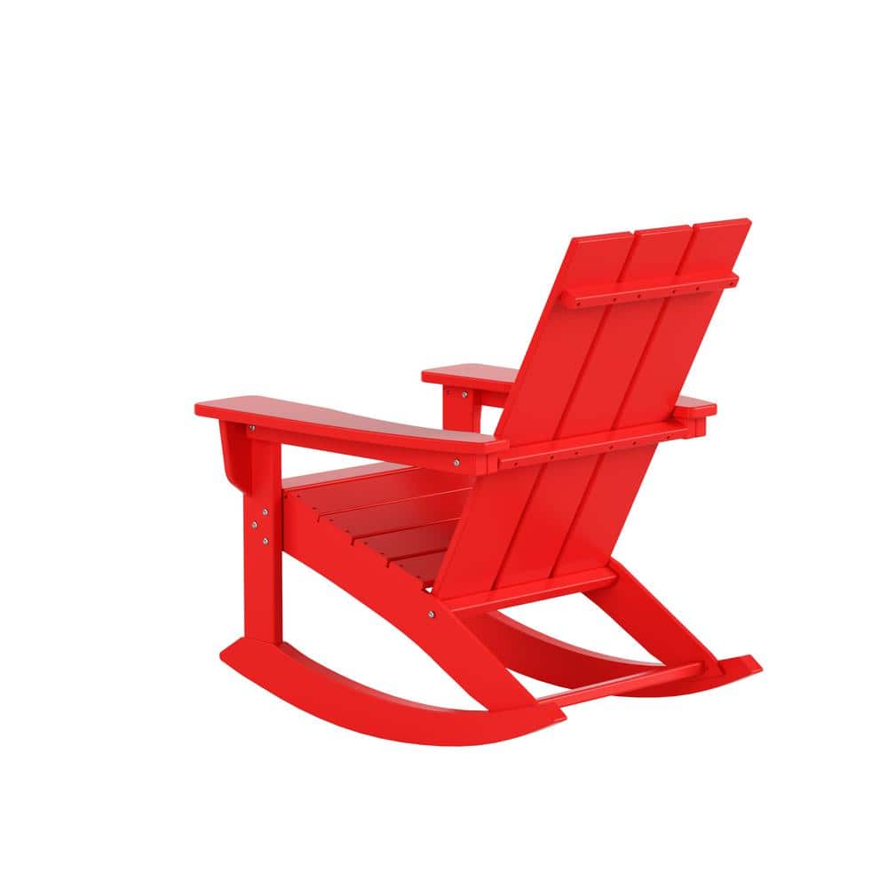 Shoreside Eco-Friendly HDPE Adirondack Rocking Chair in Red