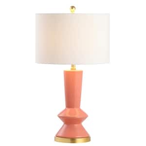 Ziggy 27 in. Coral/Brass Gold Ceramic/Metal Contemporary Glam LED Table Lamp