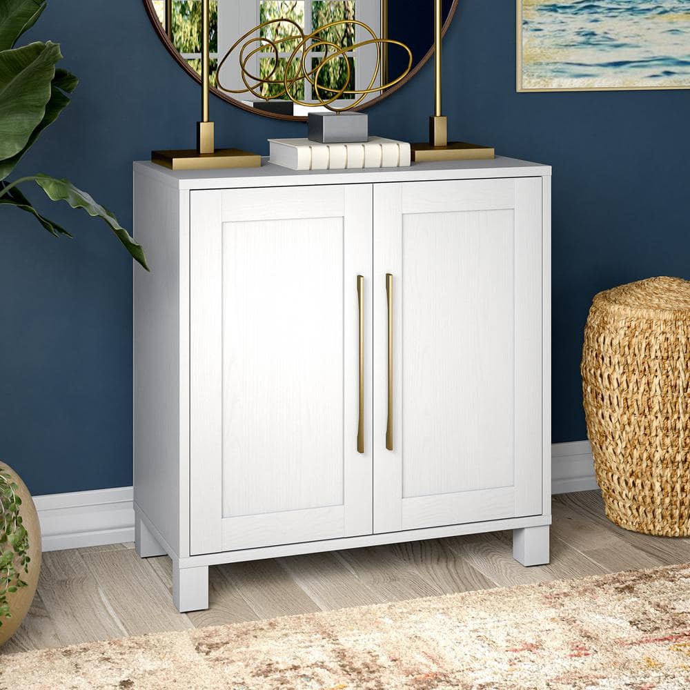 White MDF Office Accent Cabinet with Adjustable Shelving