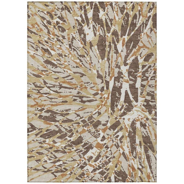 Chantille Machine Washable Indoor/Outdoor Abstract ACN2651 Chocolate 10 ft. x 14 ft. Area Rug