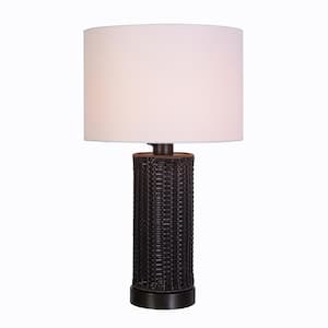 Maplebrook 27.5 in. Brown Round Outdoor/Indoor Table Lamp