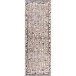 Vernon Taupe/Rose 3 ft. x 7 ft. Indoor Machine-Washable Area Rug
