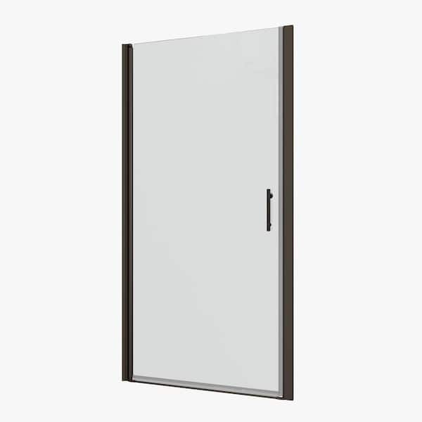 28-29 3/8 in. W x 72 in. H Semi Frameless Universal Pivot Shower Door in Matte Black with 1/4 in. Tempered Glass