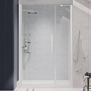 Pasadena 48in. L x 32in. W x 75 in. H Alcove Shower Kit w/Pivot Frameless Shower Door in Chrome w/Shelves and Shower Pan