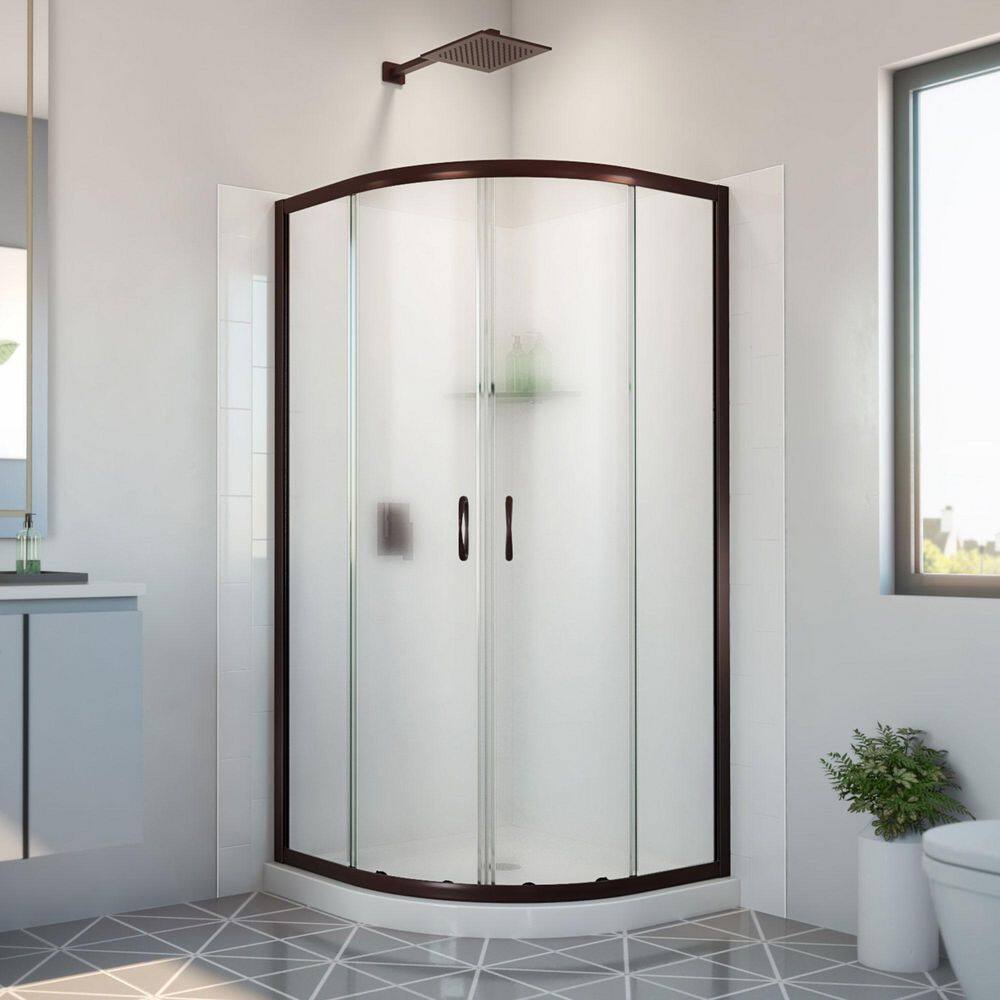 DreamLine 36 in. D x 36 in. W x 783/4 in. H Semi Frameless Corner Shower Enclosure Base and