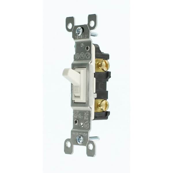 Leviton 15 Amp Single-Pole Toggle Light Switch, White R52-01451