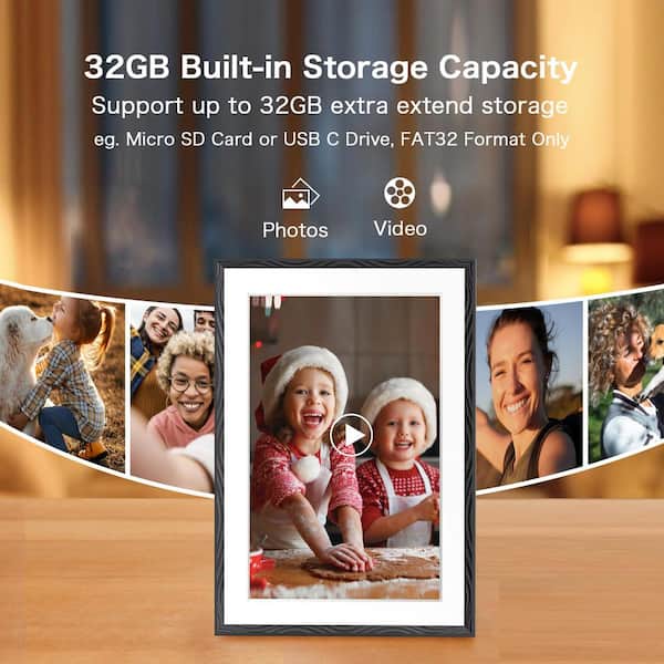Vrbgify 10.1 in. White WiFi Digital Picture Frame 1280 x