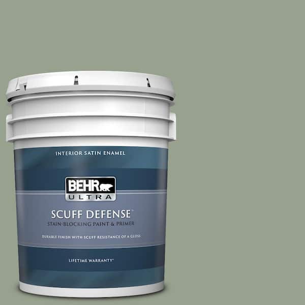 BEHR ULTRA 5 gal. #N390-4 Bitter Sage Extra Durable Satin Enamel Interior Paint & Primer