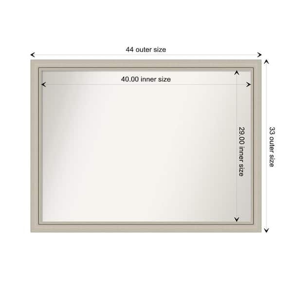 Amanti Art Romano Silver Narrow 43.75 in. x 32.75 in. Custom Non-Beveled Wood FramedBathroom Vanity Wall Mirror