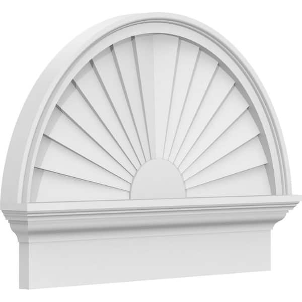 2-3/4 in. x 26 in. x 19-3/4 in. Half Round Sunburst Architectural Grade PVC Combination Pediment