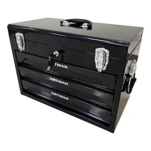 3-Tier Metal Locker in Black with Tool and Handle