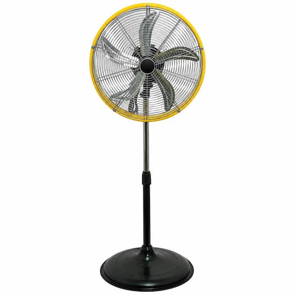 20 in. Yellow Pedestal Fan, 5000 CFM, 1/5 HP Motor, Oscillating, 3-Speed for Commercial, Industrial - UL Listed