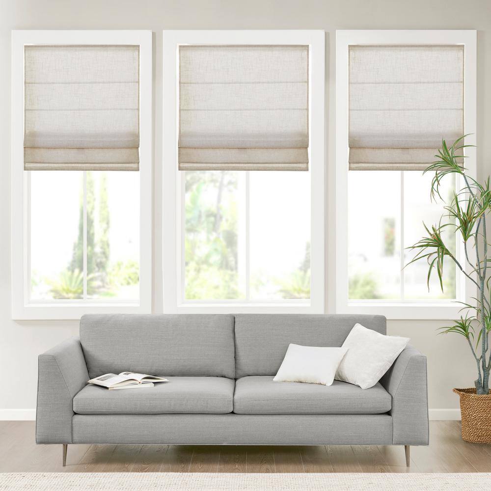 Natural Linen Blend Cordless Roman Shade, 31" x 64"