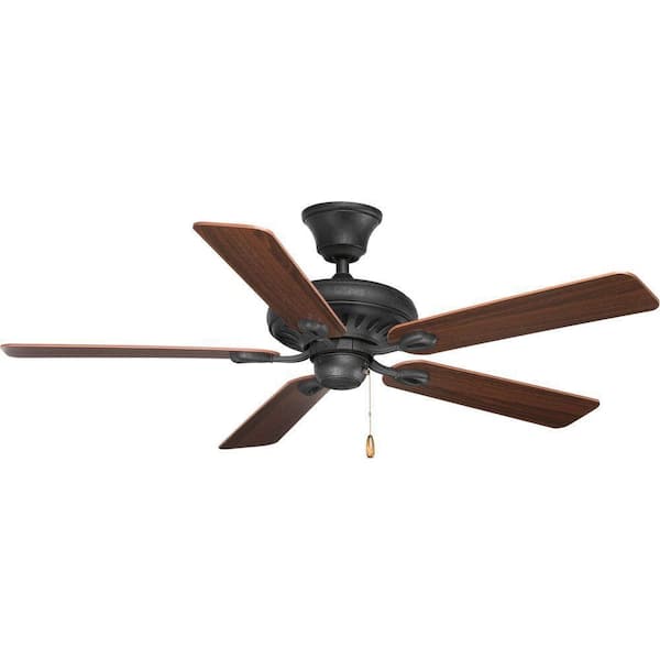 Progress Lighting AirPro 52 in. Indoor Forged Black Transitional Ceiling Fan with Remote Included for Great Room and Living Room