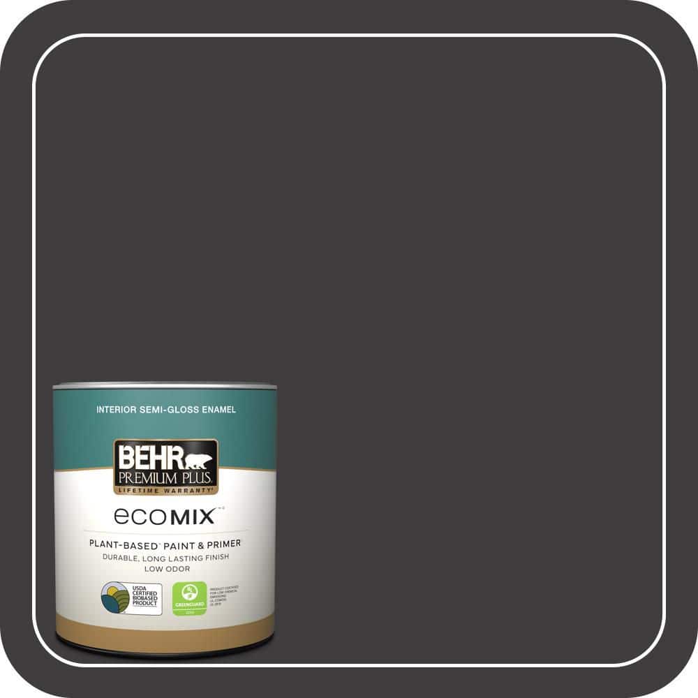 1 qt. #T13-3 Black Lacquer Semi-Gloss Enamel EcoMix Plant-Based Interior Paint & Primer price history on PriceWatchPro