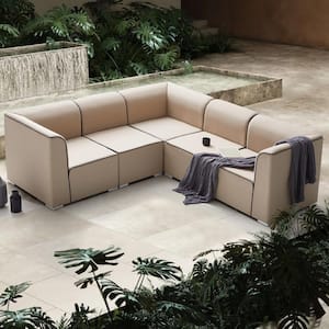 Meliazzo Aluminum Outdoor Sectional with Cushions Beige
