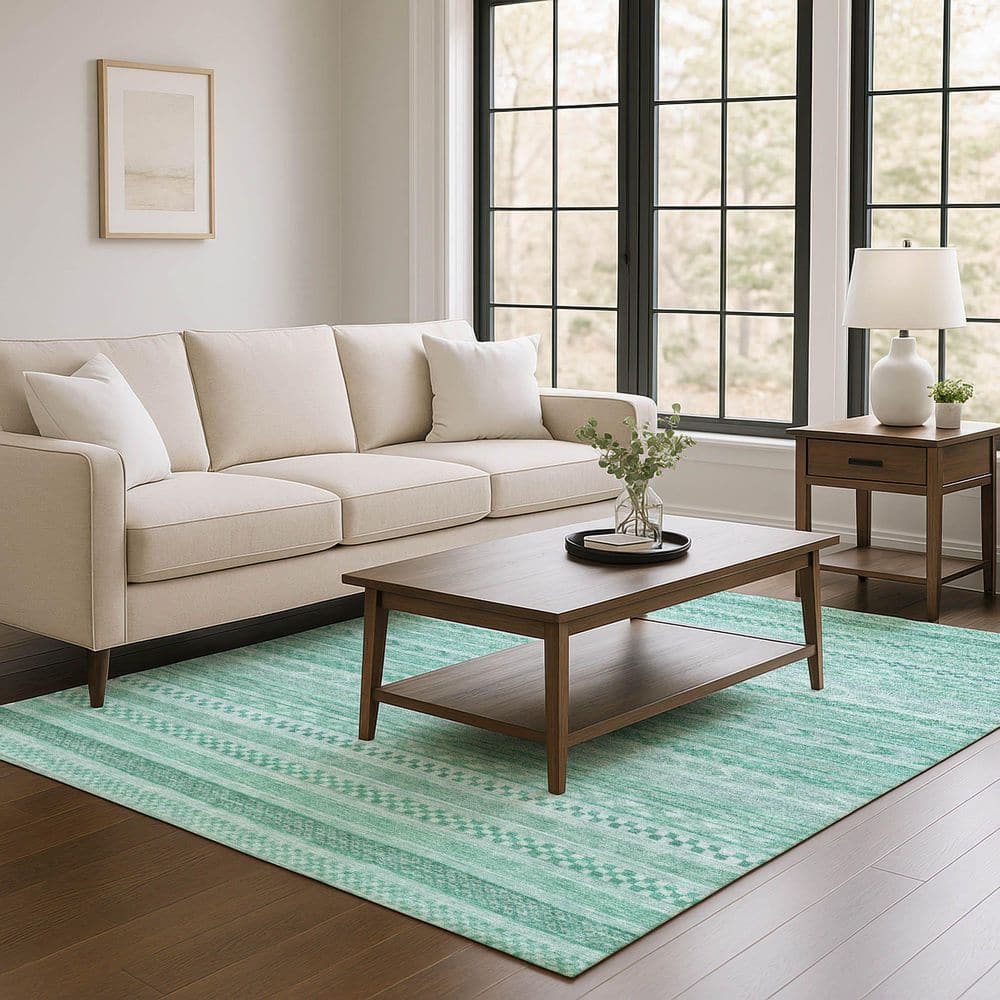 Mayfield Premium Machine Washable Abstract AMF1625 Turquoise 8 ft. x 10 ft. Area Rug price history on PriceWatchPro