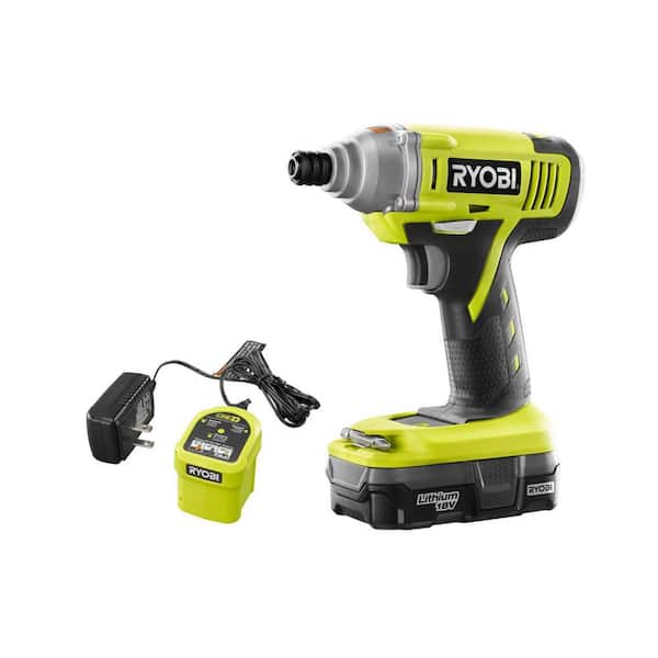 RYOBI 18-Volt ONE+ Lithium-Ion Cordless 1/4 in. Hex Impact Driver with (1) 1.3 Ah Battery and Charger