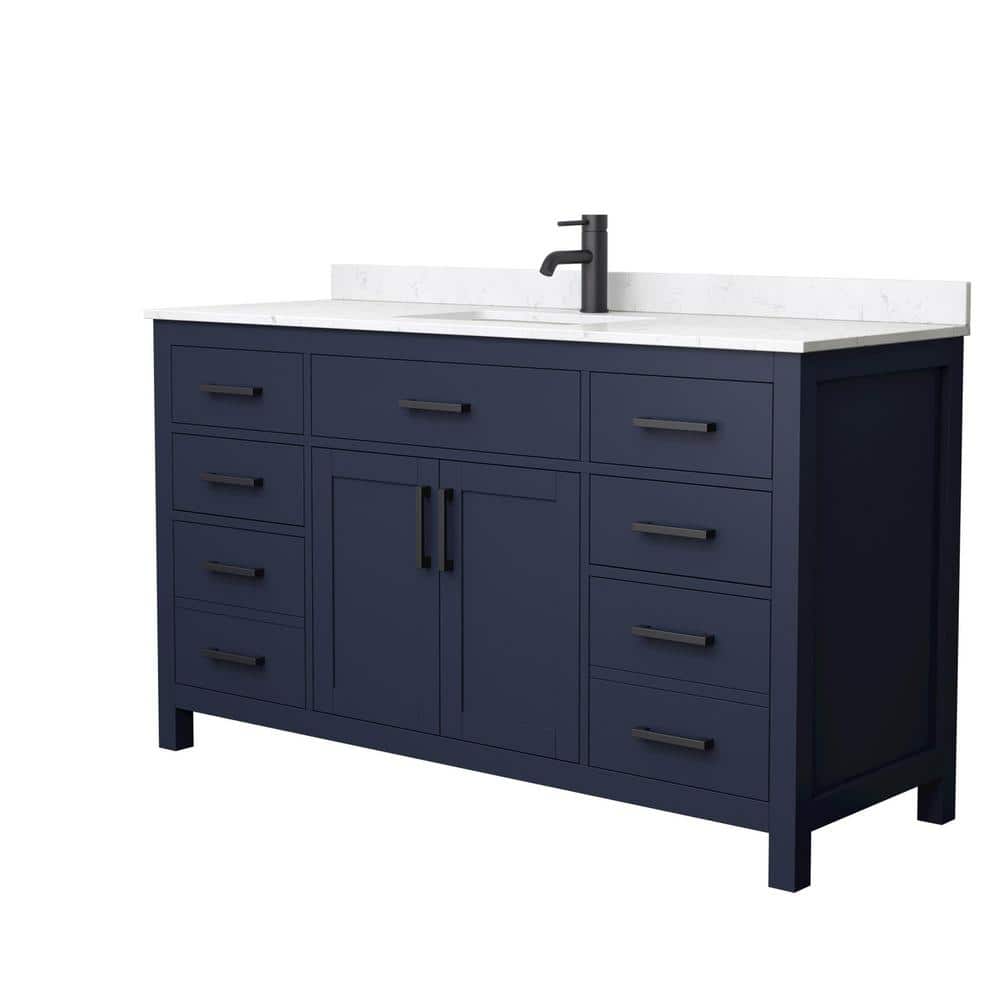 Beckett 60'' Dark Blue Marble Single Bathroom Vanity