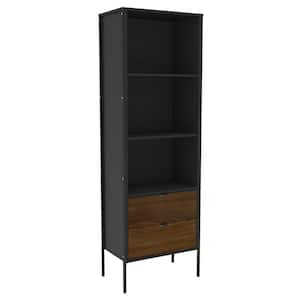 Mallorca 71 in. H Black and Brown Composite 3 -Shelf Standard Bookcase with 2 Drawers