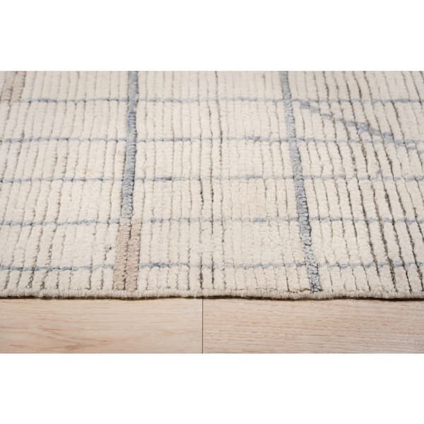 Beige Hand-Knotted Wool Contemporary Marrakech Handspun Area Rug : Luxurious Modern Rug for Living R, Area Rug