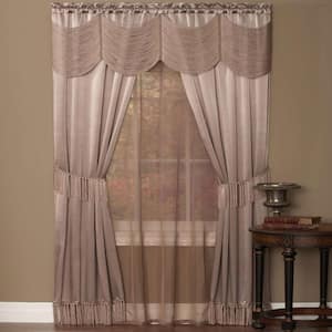 Halley 56 in. W x 63 in. L Polyester Light Filtering 6 Piece Window Curtain Set in Mauve
