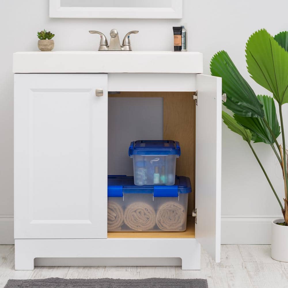 19 Quart Clear Plastic Stackable Storage Bins with Blue Lids