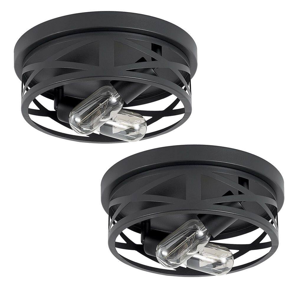 10.8 in. 2-Light Farmhouse Cage Matte Black Cross Weave Flush Mount Ceiling Light for Hallway, Kitchen (2-Pack) price history on PriceWatchPro