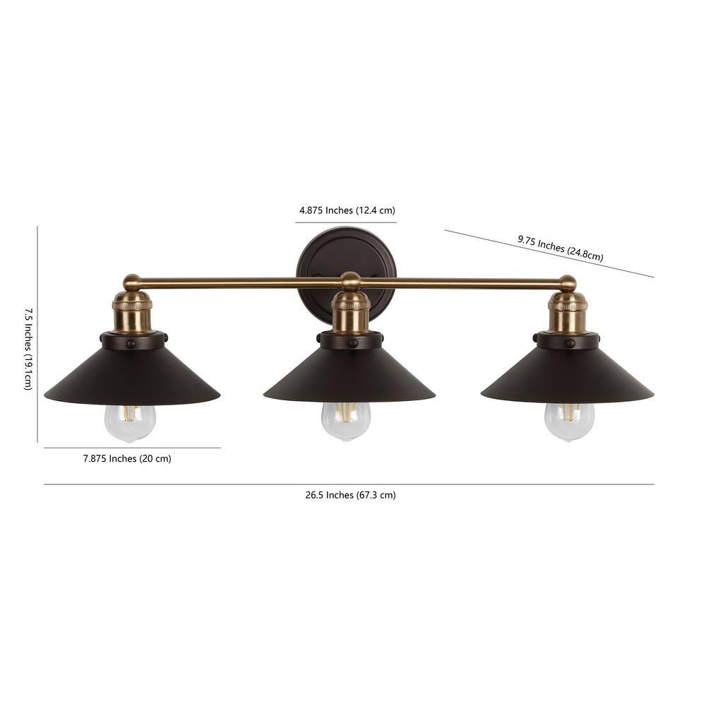 Elegant Oil Rubbed Bronze & Brass 3-Light Vanity Wall Fixture