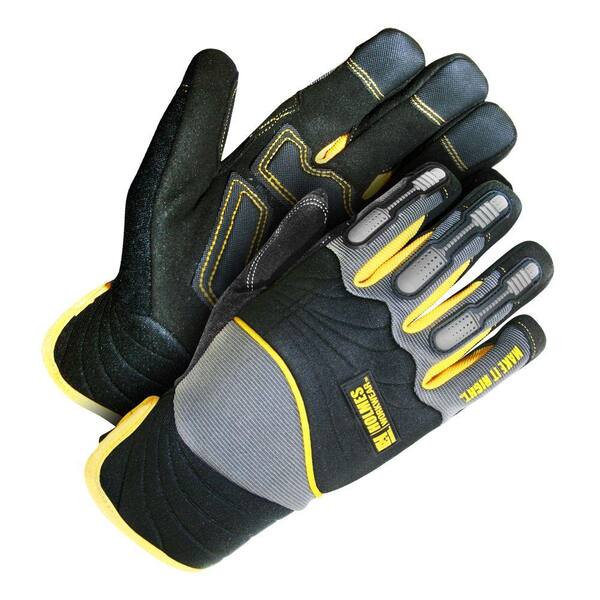 Holmes Workwear Medium Size Grey and Black Mechanics Glove with TPU Finger Protection and Reinforced Palm