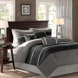 Teagan 7-Piece Black/Gray California King Comforter Set