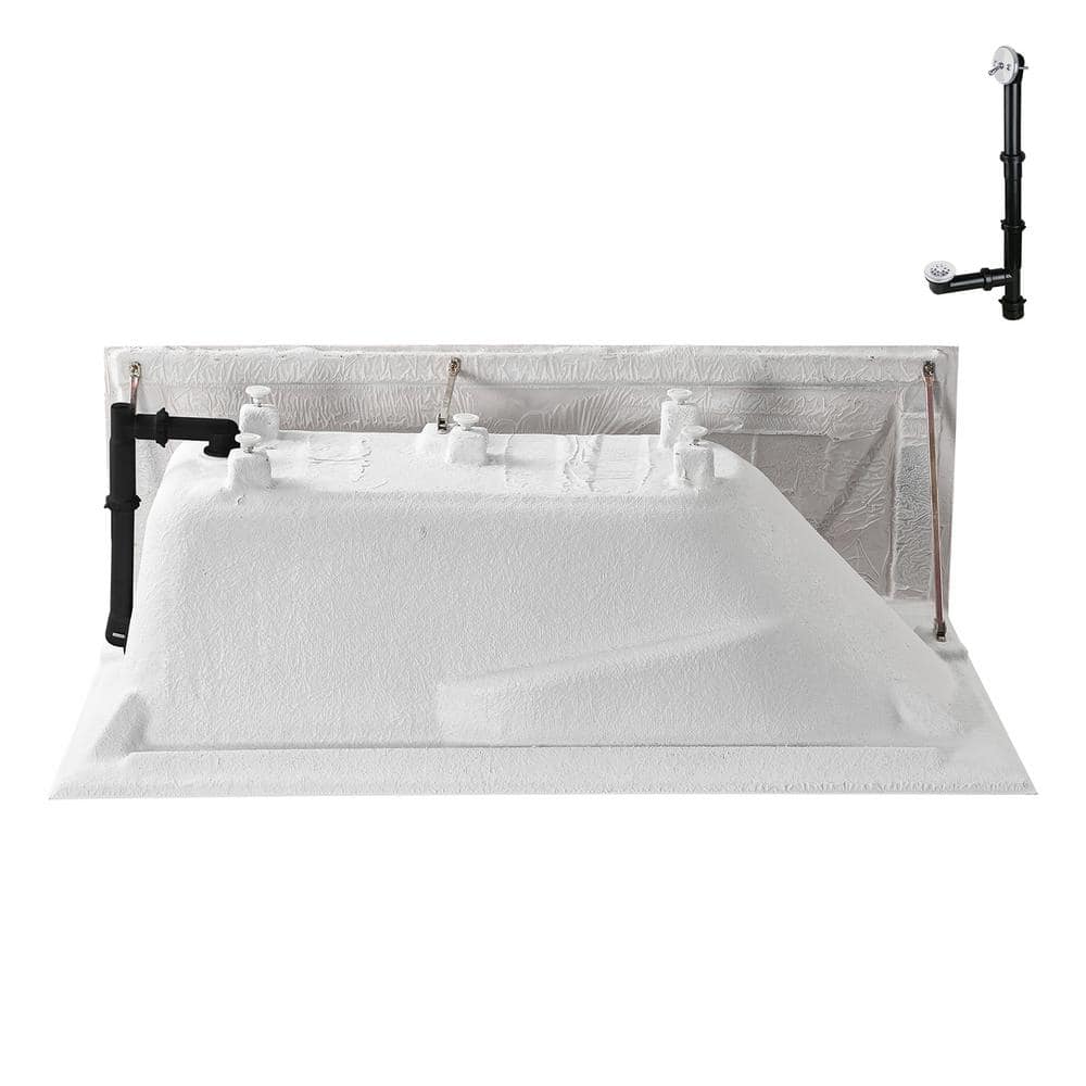 Glossy White 60" Acrylic Alcove Bathtub with Left-Hand Drain