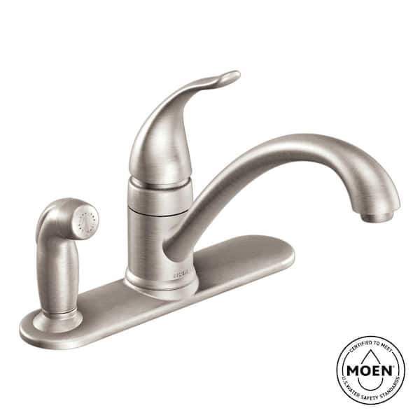 Torrance Single-Handle Low-Arc Standard Kitchen Faucet with Side Sprayer on Deck in Spot Resist Stainless
