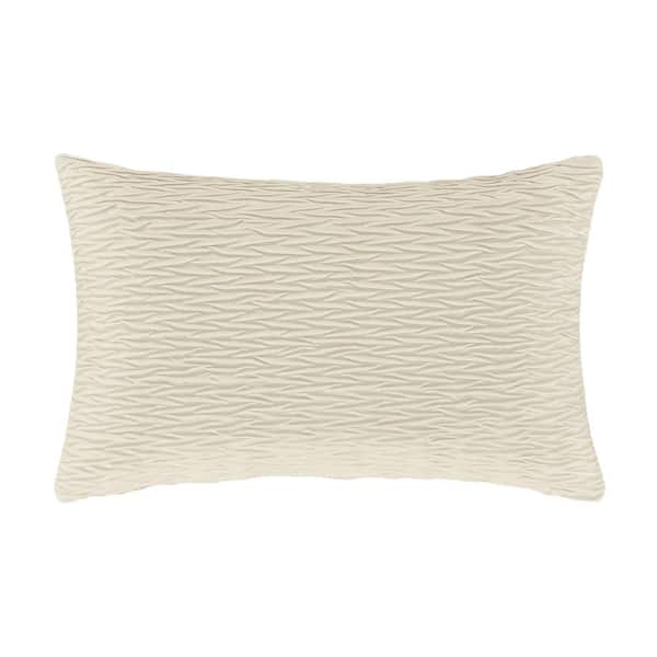 J QUEEN NEW YORK INC Toulhouse Ripple Ivory Polyester Lumbar Decorative Throw Pillow Cover 14 x 40 in.
