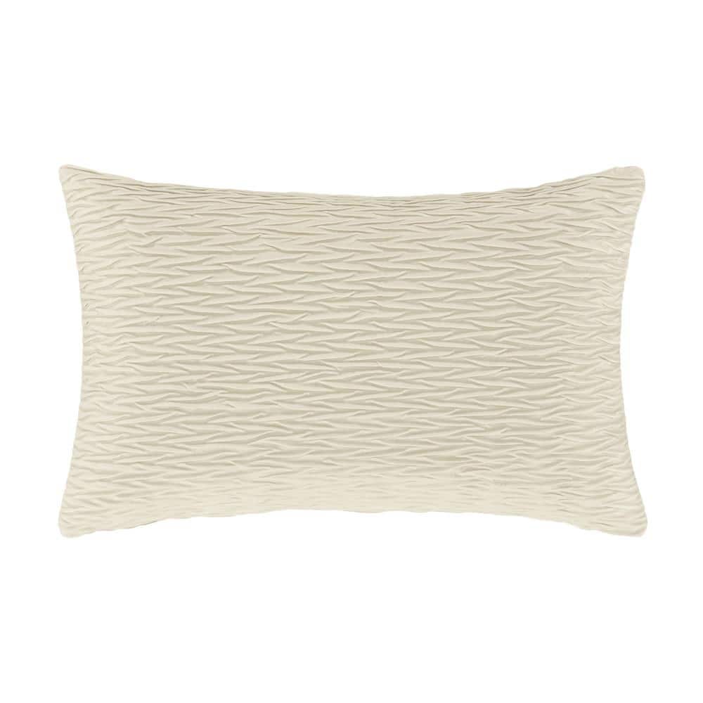 Toulhouse Ripple Ivory Polyester Lumbar Decorative Throw Pillow Cover 14 x 
