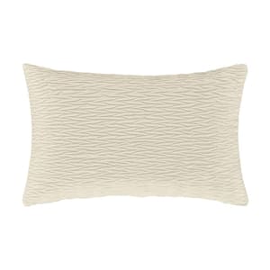 Toulhouse Ripple Ivory Polyester Lumbar Decorative Throw Pillow Cover 14 x 40 in.