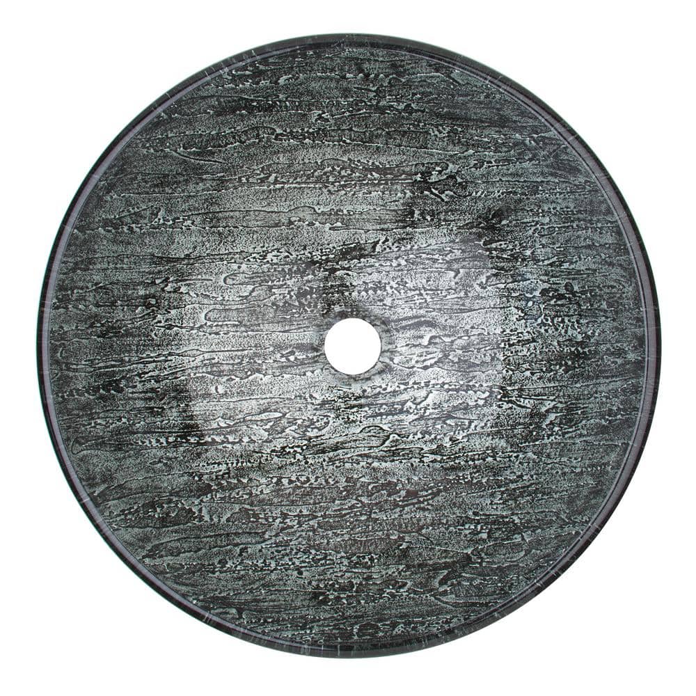 Eclipse 16.5'' Titanium Gray Circular Glass Vessel Bathroom Sink