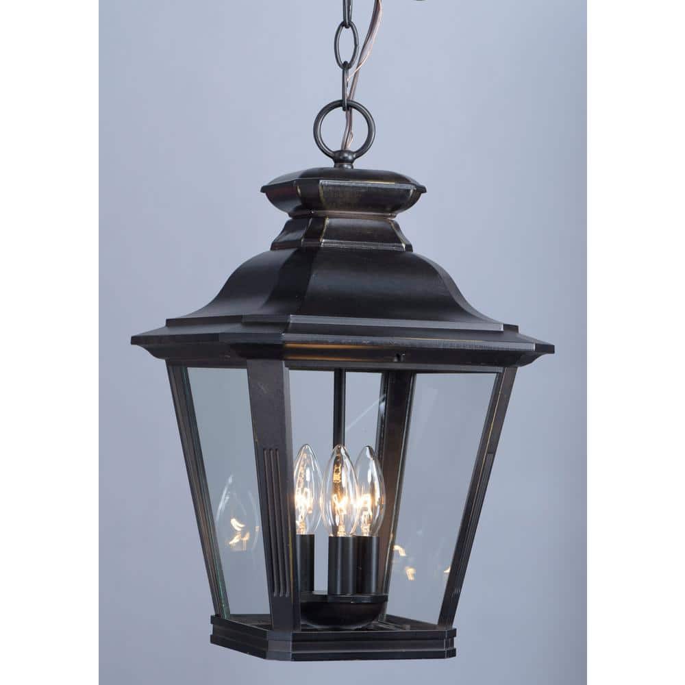Knoxville Bronze 3-Light Outdoor Hanging Lantern with Clear Glass