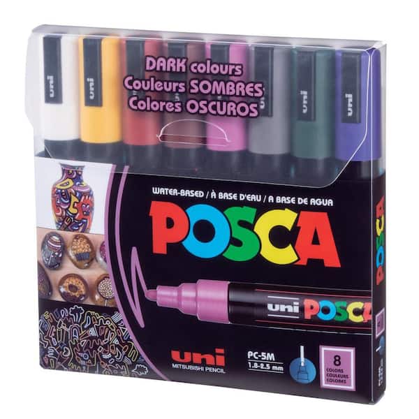 POSCA PC-5M Medium Dark Color Paint Marker Set (8-Color)