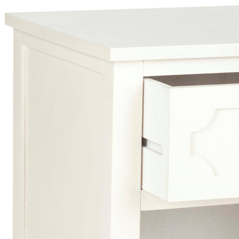 Transitional White Pine and Metal Storage Side Table