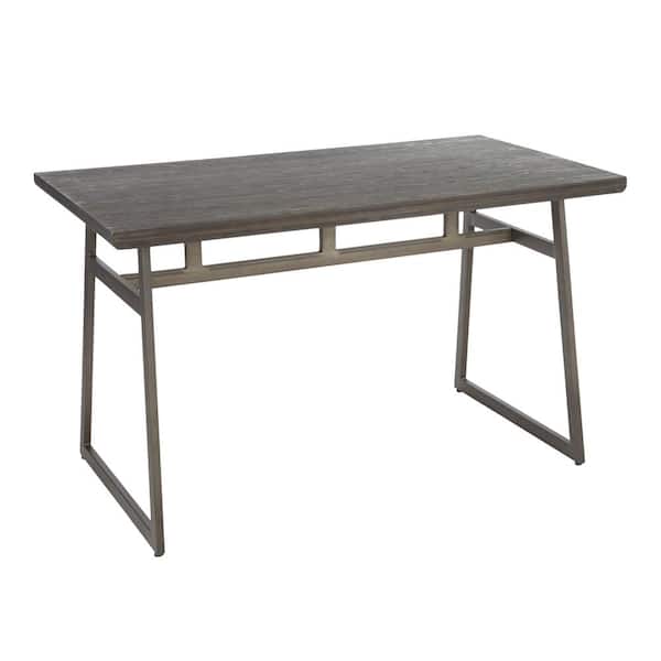 Lumisource Geo Industrial Antique Metal and Espresso Wood Dining Table