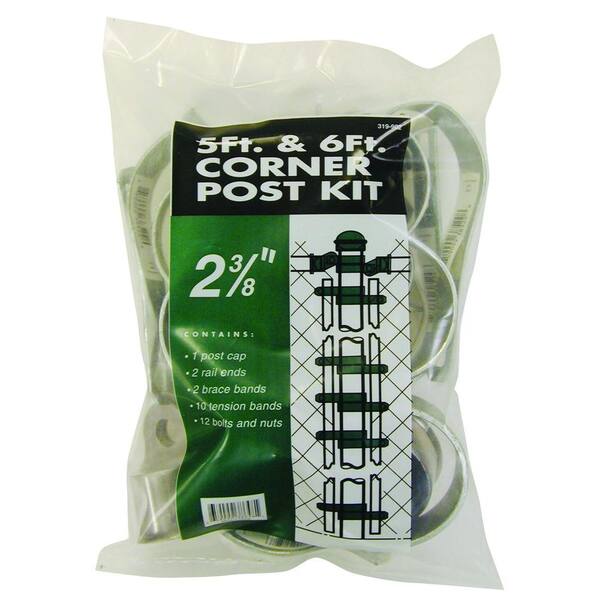 YARDGARD 2-3/8 in. Galvanized Steel Chain Link Fence Corner Post Kit