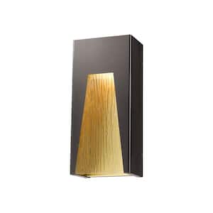 Millenial 12 W 13.25  in.  Bronze Gold  Integrated LED Aluminum Hardwired Outdoor Weather Resistant Wall Sconce Light