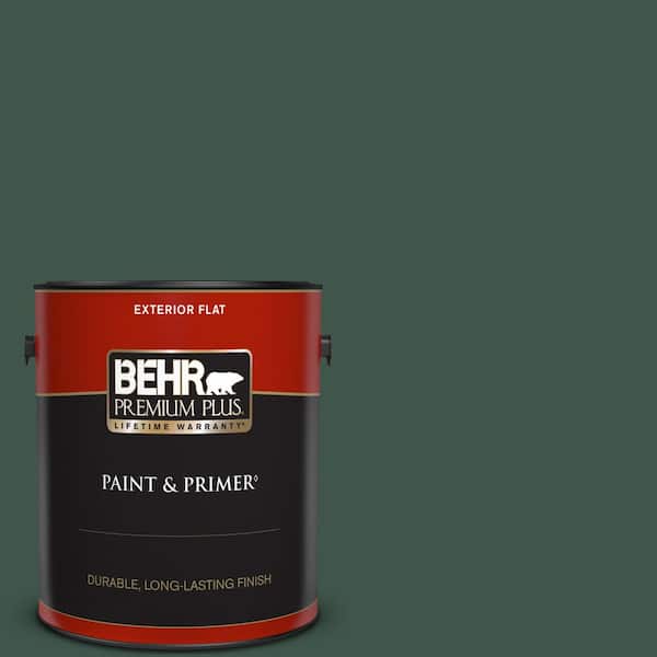 BEHR PREMIUM PLUS 1 gal. #470F-7 Deep Jungle Flat Exterior Paint & Primer