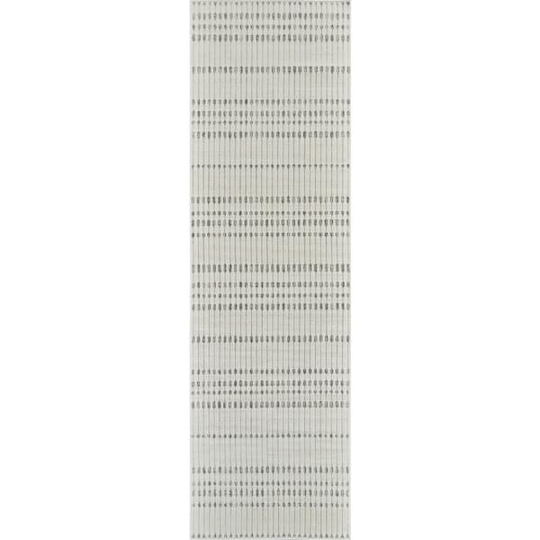 Maise Cream Beige 2 ft. x 8 ft. Modern Abstract Indoor Outdoor Runner Rug