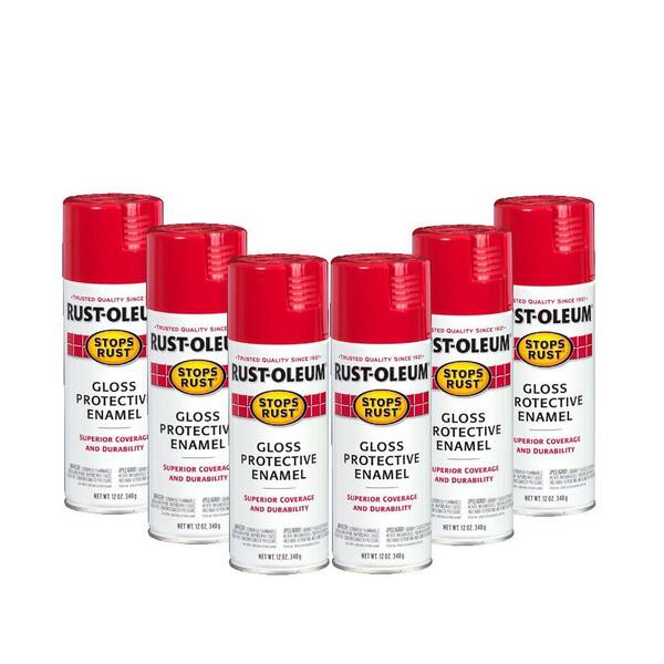 Rust-Oleum Stops Rust 12 oz. Gloss Sunrise Red Spray Paint (6-Pack)-DISCONTINUED