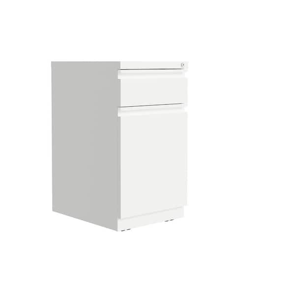 Hirsh 20 in. D 2-Drawer White Metal Letter Width 15in. W Mobile Pedestal File Cabinet with XL Backpack Drawer