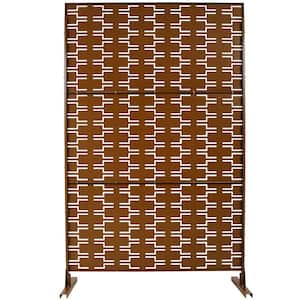 76 in H x 48 in W Brown Metal Outdoor Privacy Screen, Decorative Privacy Screen for Patio, Balcony, Privacy Fence Panels